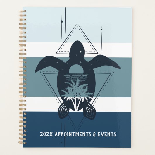 Moderne geometrische Schildkröte Personalisiert Planer (Vorderseite)