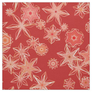 Moderne geometrische Schneeflocken, Mandarin Orang Stoff
