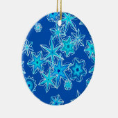Moderne geometrische Schneeflocken, Sapphire Blue Keramik Ornament (Rechts)