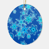Moderne geometrische Schneeflocken, Sapphire Blue Keramik Ornament (Links)