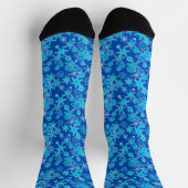 Moderne geometrische Schneeflocken, Sapphire Blue Socken (Oben)
