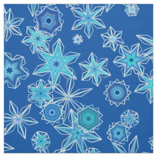 Moderne geometrische Schneeflocken, Sapphire Blue Stoff