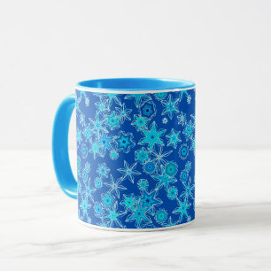 Moderne geometrische Schneeflocken, Sapphire Blue Tasse