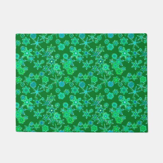 Moderne geometrische Schneeflocken, Smaragdgrün Fußmatte (Vorderseite)