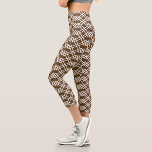 Moderne geometrische Schokolade braun und weiß Capri Leggings