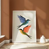 Moderne geometrische Schwalbe farbenfroher Minimal Poster