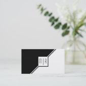 Moderne geometrische Schwarz-Weiß-Monogramm Visitenkarte (Stehend Vorderseite)