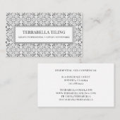 Moderne geometrische Schwarz-weiße Fliesen Visitenkarte (Vorne/Hinten)