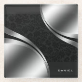 Moderne, geometrische, schwarze Formen Glasuntersetzer (Vorderseite)