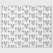 Moderne geometrische schwarze Füchse u. Pfeile Geschenkpapier (Flach)