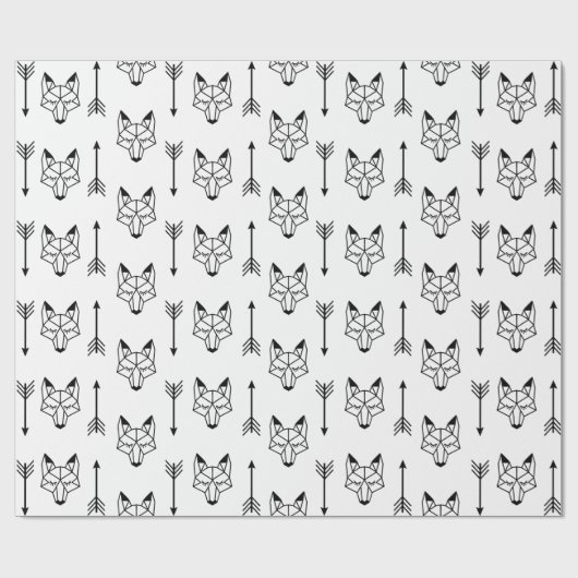 Moderne geometrische schwarze Füchse u. Pfeile Geschenkpapier (Flach)