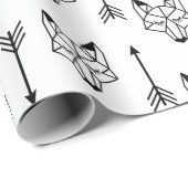 Moderne geometrische schwarze Füchse u. Pfeile Geschenkpapier (Rolleneckpunkt)