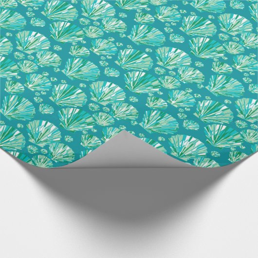 Moderne geometrische Seashells, Aqua und Türkis Geschenkpapier (Ecke)