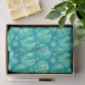 Moderne geometrische Seashells, Aqua und Türkis Seidenpapier (Geschenk)