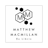 Moderne geometrische Sechsecke Monogramm Bibliothe Gummistempel (Prägung)