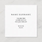 Moderne geometrische silberne quadratische visitenkarte (Rückseite)