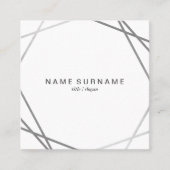Moderne geometrische silberne quadratische visitenkarte (Vorderseite)