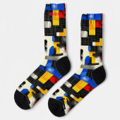 Moderne geometrische Socken mit fetten Farbblöcken (Linkes Detail)