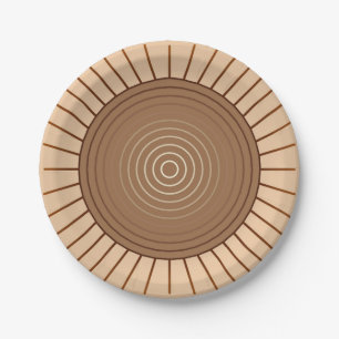 Moderne geometrische Sonne - Braun und Beige Pappteller