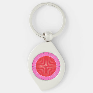 Moderne geometrische Sonne - Fuchsia und Rot Schlüsselanhänger