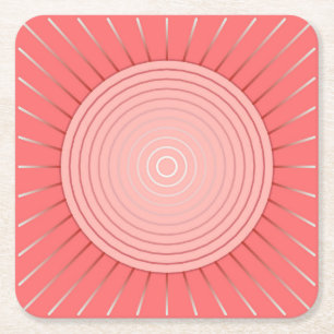 Moderne geometrische Sonne - Tiefes Korallenrosa Rechteckiger Pappuntersetzer