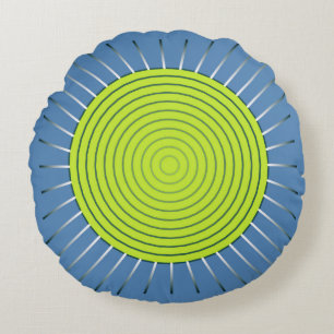 Moderne geometrische Sonneburst - Limette und Deni Rundes Kissen
