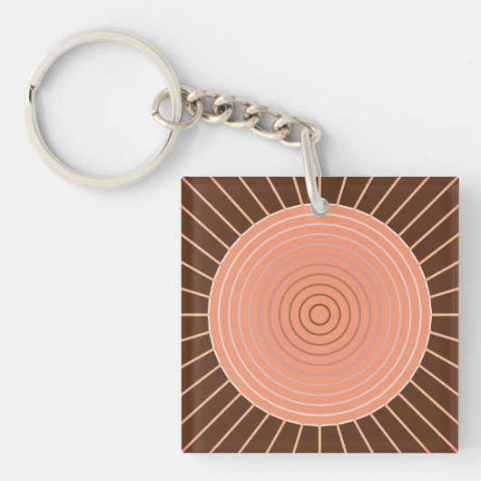 Moderne geometrische Sonnenbrille - Pfirsich und B Schlüsselanhänger (Vorderseite)