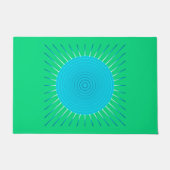 Moderne geometrische Sonnenburst, Blau und Jade Gr Fußmatte (Vorderseite)