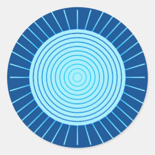 Moderne geometrische Sonnenburst - Cobalt Blue und Runder Aufkleber
