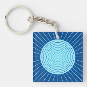 Moderne geometrische Sonnenburst - Cobalt Blue und Schlüsselanhänger