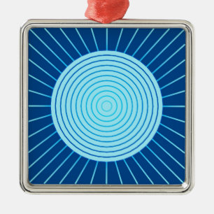 Moderne geometrische Sonnenburst - Cobalt Blue und Silbernes Ornament