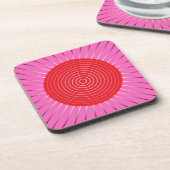 Moderne geometrische Sonnenburst - Fuchsia und Rot Getränkeuntersetzer (Linke Seite)