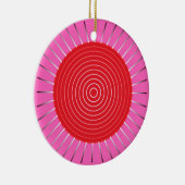 Moderne geometrische Sonnenburst - Fuchsia und Rot Keramik Ornament (Rechts)