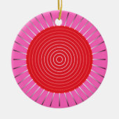 Moderne geometrische Sonnenburst - Fuchsia und Rot Keramik Ornament (Vorne)