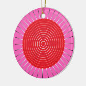 Moderne geometrische Sonnenburst - Fuchsia und Rot Keramik Ornament (Links)