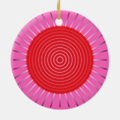 Moderne geometrische Sonnenburst - Fuchsia und Rot Keramik Ornament (Hinten)