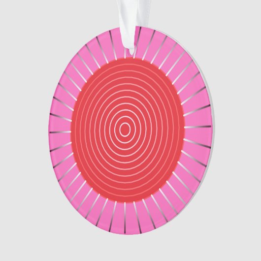Moderne geometrische Sonnenburst - Fuchsia und Rot Ornament (Vorderseite)