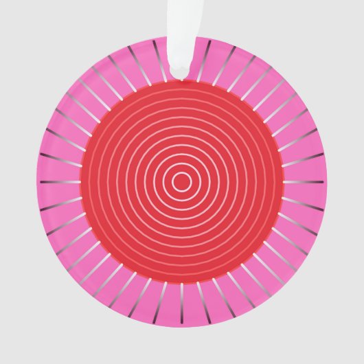 Moderne geometrische Sonnenburst - Fuchsia und Rot Ornament (Vorderseite)