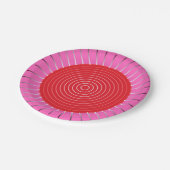 Moderne geometrische Sonnenburst - Fuchsia und Rot Pappteller (Schrägansicht)