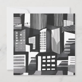 Moderne geometrische Stadt | Schwarz-Weiß-Karte