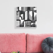Moderne geometrische Stadt | Schwarz/Weiß Leinwanddruck (Insitu (Wohnzimmer))