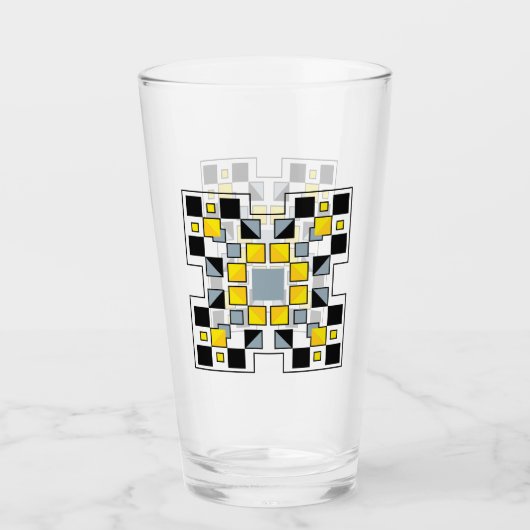 Moderne geometrische Steppdeckenmuster-Kunst  Glas (Vorderseite)