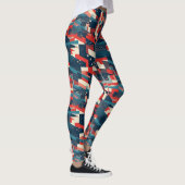 Moderne geometrische Sterne US-Flaggenmuster Leggings (Rechts)