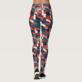Moderne geometrische Sterne US-Flaggenmuster Leggings (Rückseite)