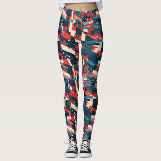 Moderne geometrische Sterne US-Flaggenmuster Leggings