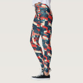 Moderne geometrische Sterne US-Flaggenmuster Leggings (Links)