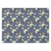 Moderne geometrische Stilelemente Mute Blue Beige Tischdecke (Vorderseite (Horizontal))