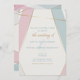 Moderne geometrische Streifen Aquamarine Rose Einladung