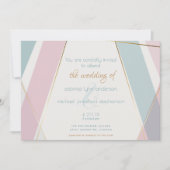 Moderne geometrische Streifen Aquamarine Rose Einladung (Vorderseite)