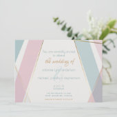 Moderne geometrische Streifen Aquamarine Rose Einladung (Stehend Vorderseite)